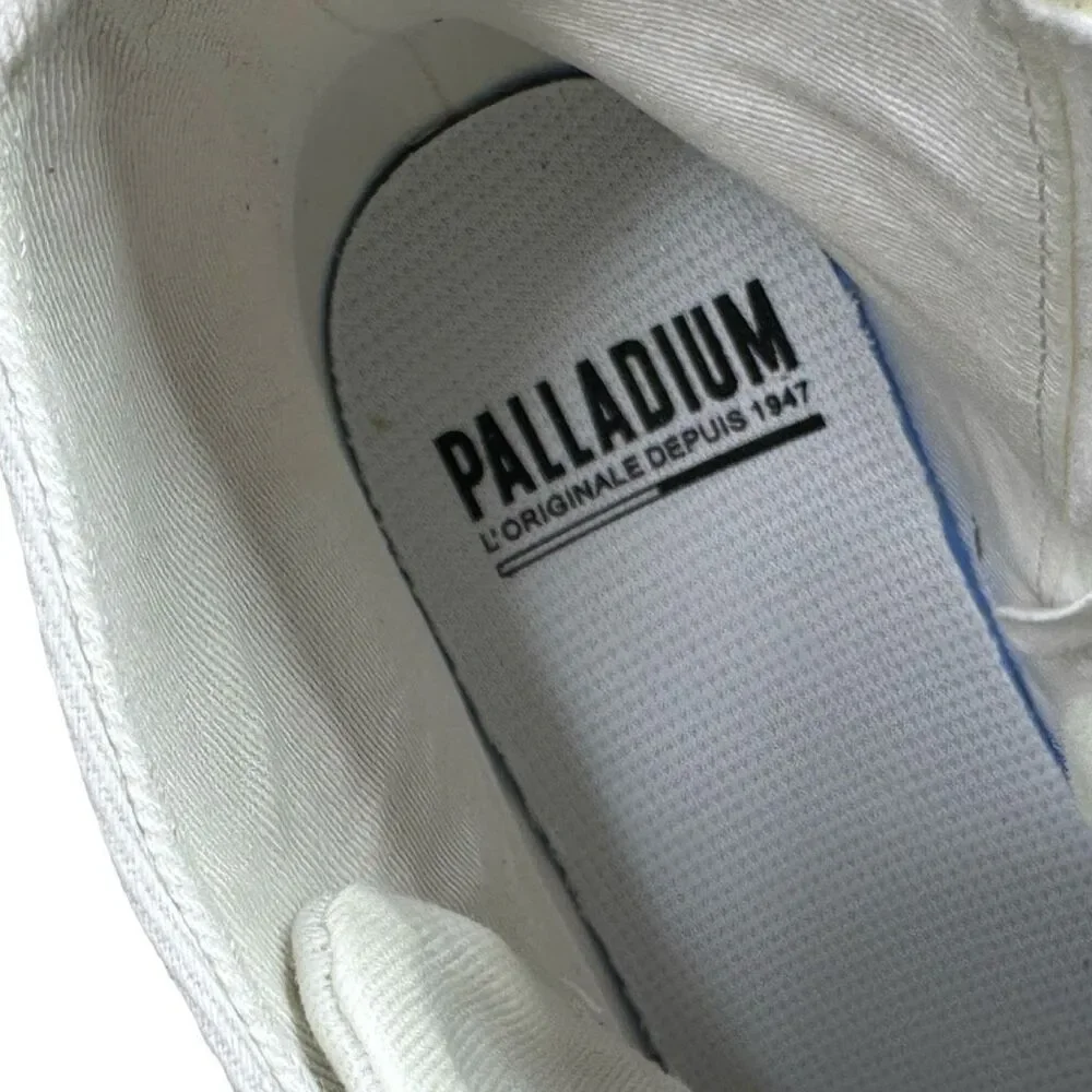 Palladium Pallabase Twill Round Toe Lace-Up Boots - Size 8 - Star White